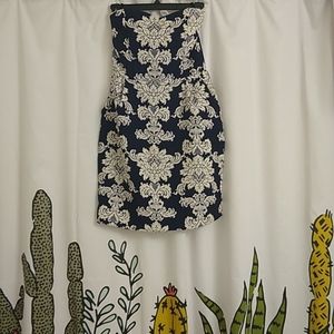 🏷️Francesca's • Strapless Sculpted Baroque Cocktail Dress in Navy •  Size S